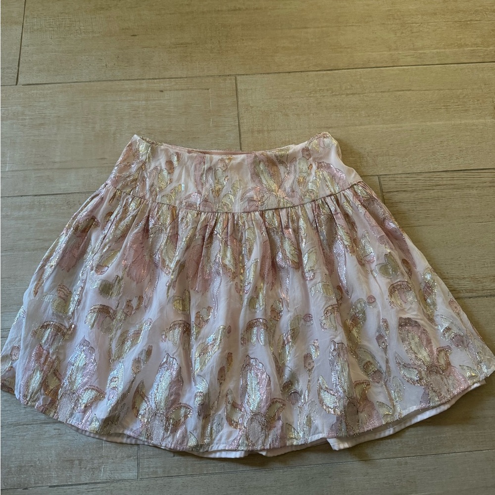 a la plage metallic embroidered skirt - pink